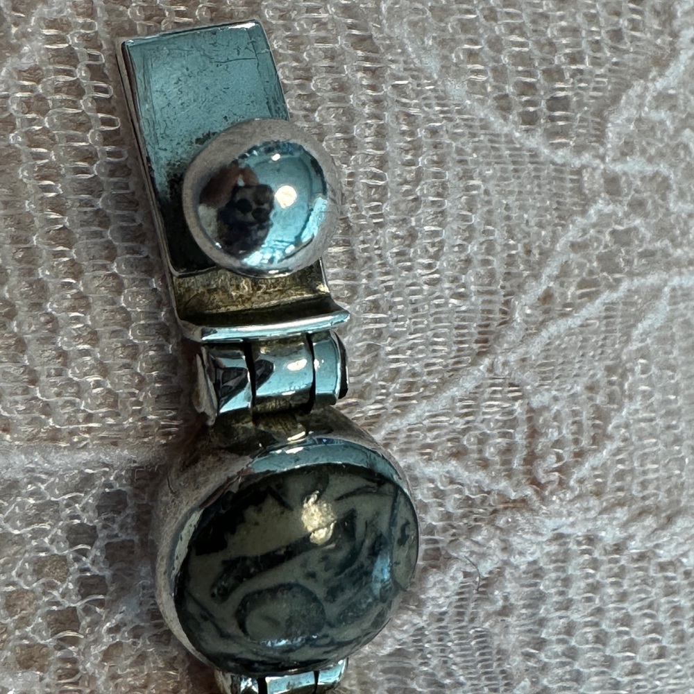 950 Sterling Silver black & grey Onyx bracelet from Mexico - Picture 7 of 8